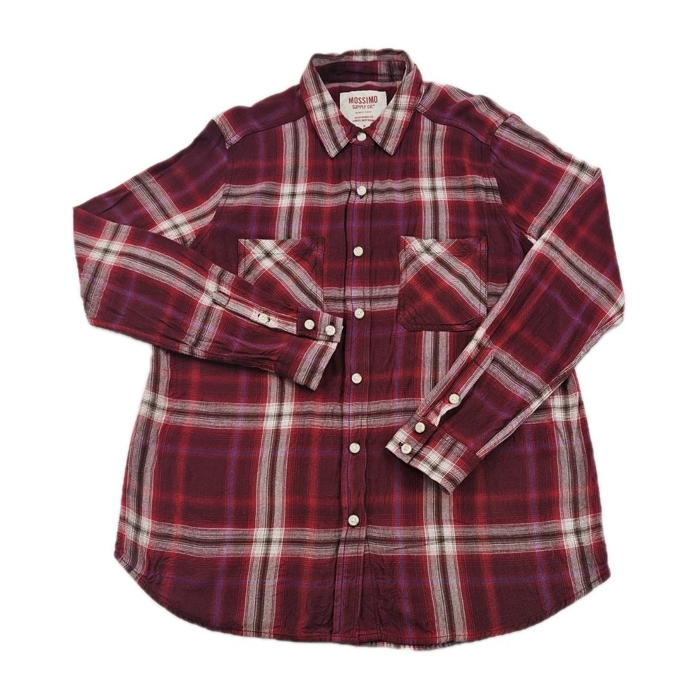 Mossimo Supply Co Women's Boyfriend Fit Button Up Medium Red Plaid Shirt 3101